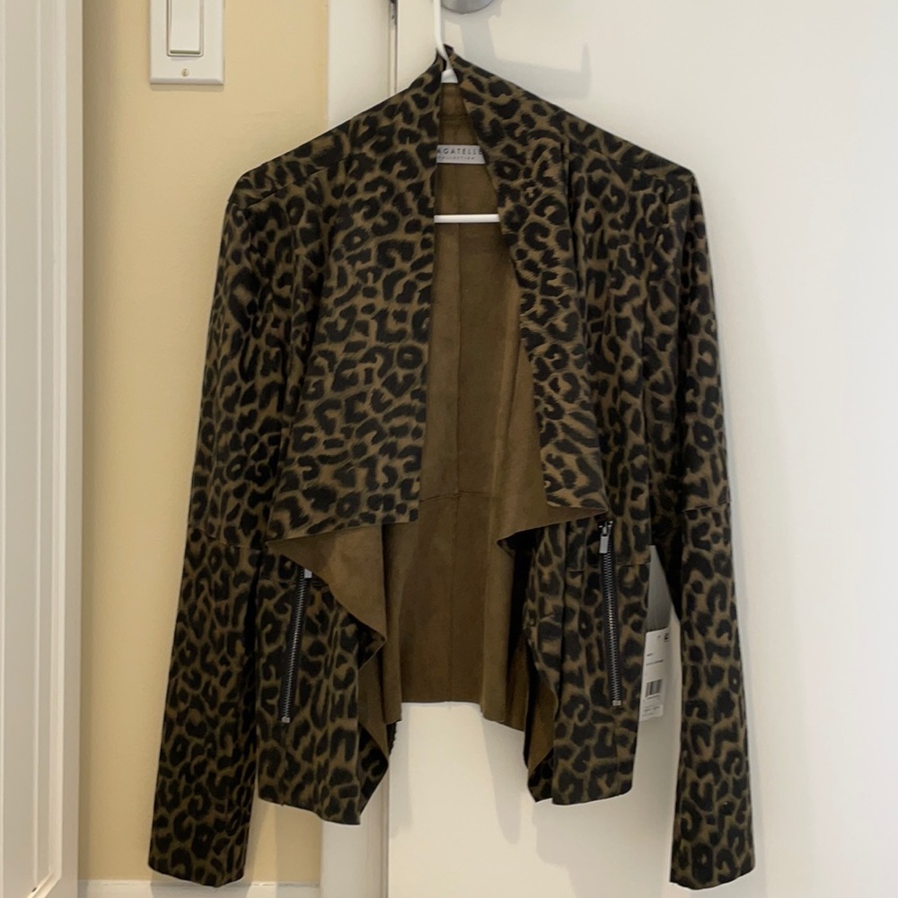 Brand new never worn leopard print suede jacket